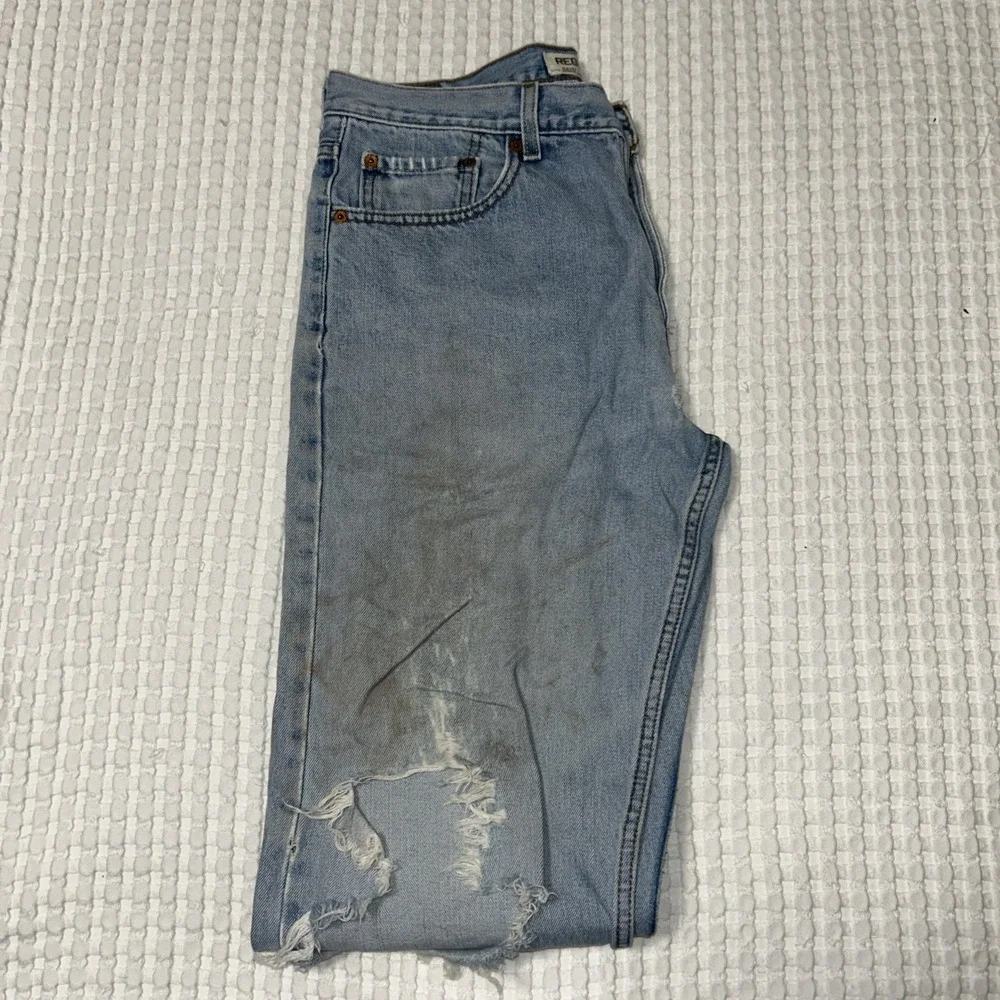 Vintage Y2K Levi's 505 Jeans 34x34 Light Wash Destroyed Distressed Grunge